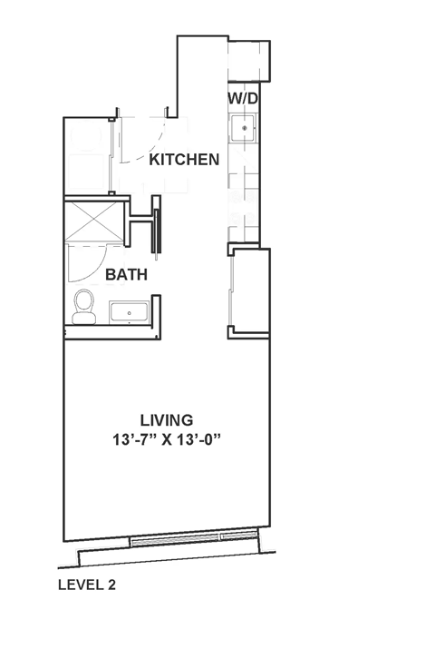 Floor plan for studio, 1 bath, 425 sqft