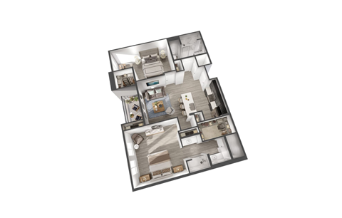 Floor plan for 2 beds, 2 baths, 1172 sqft