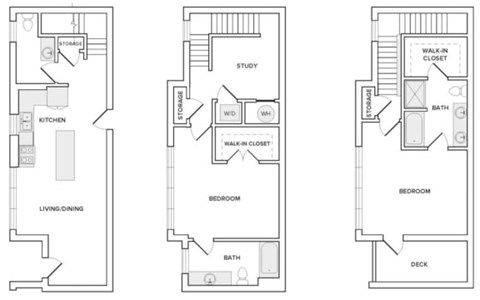 Floor plan for 2 beds, 2.5 baths, 1504 sqft