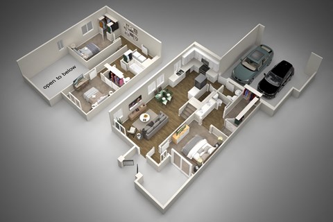 Floor plan for 3 beds, 2.5 baths, 1277 sqft