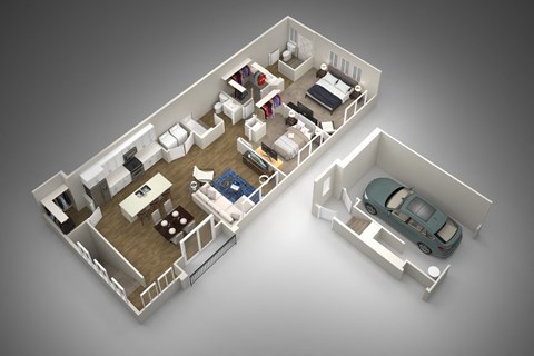 Floor plan for 2 beds, 2 baths, 1199 sqft