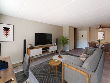 Rochester apartment for rent - a living room with a couch and a television