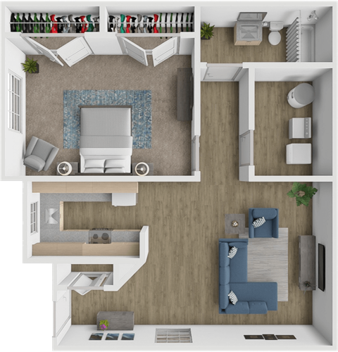 Floor plan for 1 bed, 1 bath, 800 sqft