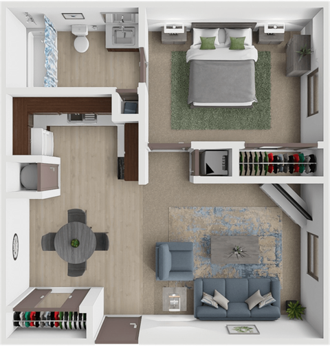 Floor plan for 1 bed, 1 bath, 550 sqft