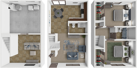 Floor plan for 2 beds, 1.5 baths, 1150 sqft