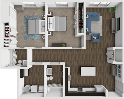 Floor plan for 2 beds, 2 baths, 1059 sqft