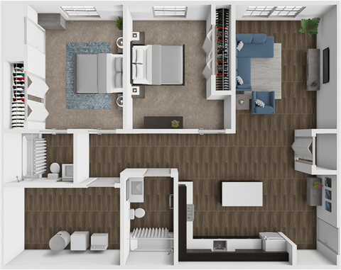 Floor plan for 2 beds, 2 baths, 1112 sqft