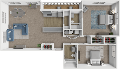 Floor plan for 2 beds, 2 baths, 1450 sqft