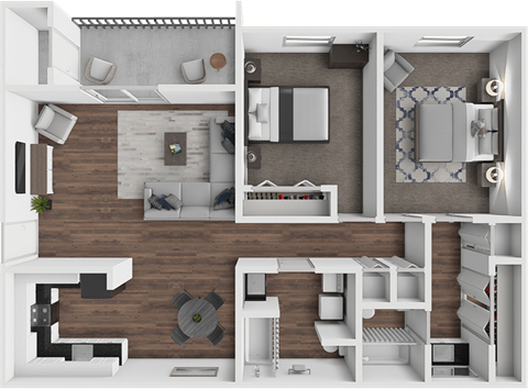 Floor plan for 2 beds, 2 baths, 1200 sqft