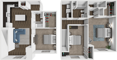Floor plan for 3 beds, 3 baths, 1443 sqft