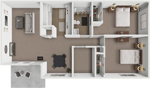 Floor plan for 2 beds, 1 bath, 819 sqft