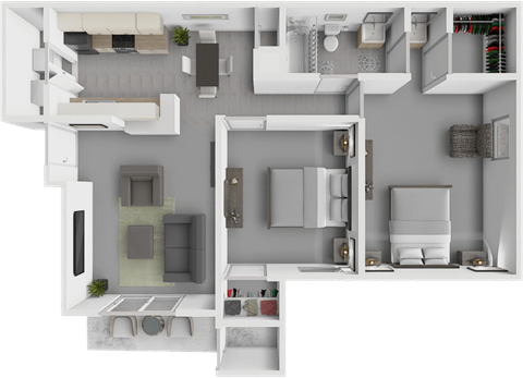 Floor plan for 2 beds, 1 bath, 825 sqft