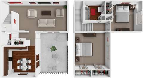 Floor plan for 2 beds, 1.5 baths, 1100 sqft