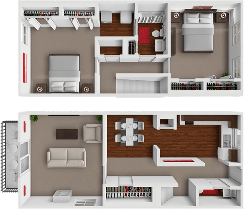 Floor plan for 2 beds, 1.5 baths, 1120 sqft