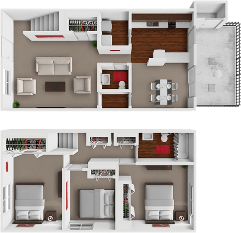 Floor plan for 3 beds, 1.5 baths, 1430 sqft