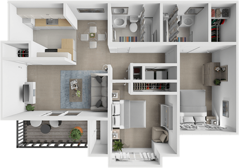 Floor plan for 2 beds, 2 baths, 953 sqft