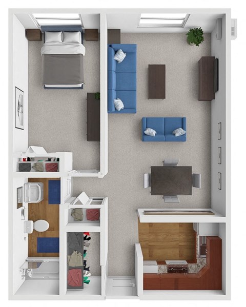 Floor plan for 1 bed, 1 bath, 575 sqft