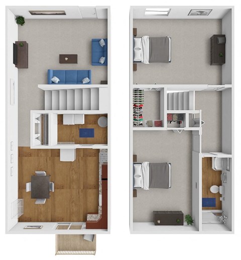 Floor plan for 2 beds, 1 bath, 900 sqft
