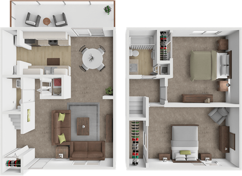 Floor plan for 2 beds, 1.5 baths, 925 sqft