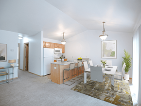 Grand Rapids townhouse for rent - a living room and kitchen with a dining table and chairs