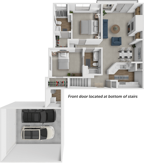 Floor plan for 2 beds, 2 baths, 1148 sqft