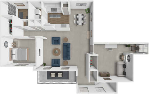 Floor plan for 2 beds, 1 bath, 1226 sqft