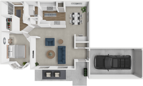 Floor plan for 1 bed, 1 bath, 928 sqft