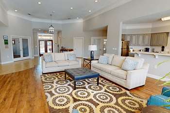 Stunning clubhouse with stone fireplace