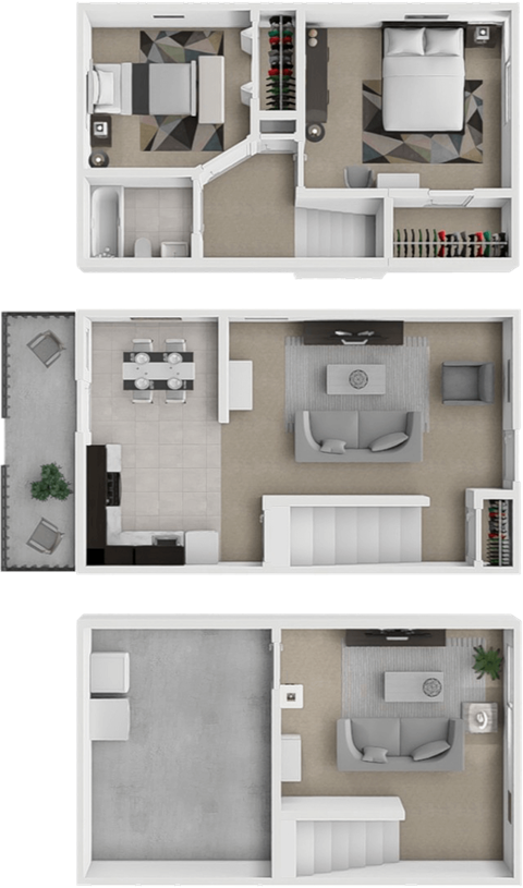 Floor plan for 2 beds, 1 bath, 1000 sqft