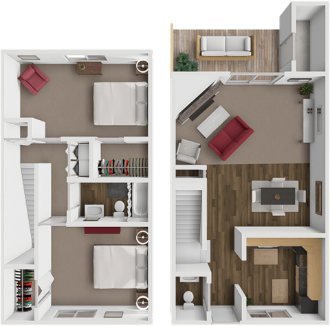 Floor plan for 2 beds, 1.5 baths, 1120 sqft
