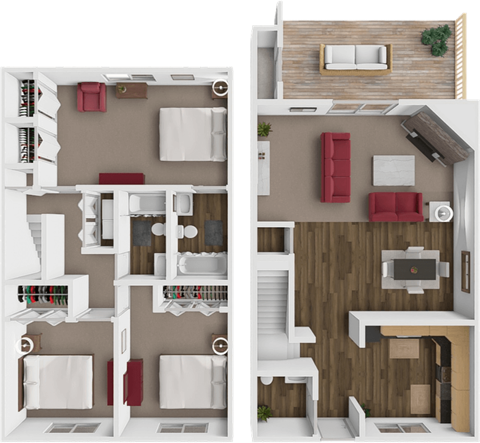 Floor plan for 3 beds, 2.5 baths, 1680 sqft