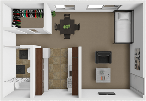 Floor plan for studio, 1 bath, 432 sqft