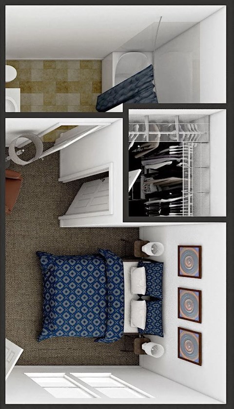 Floor plan for 2 beds, 2 baths, 800 sqft
