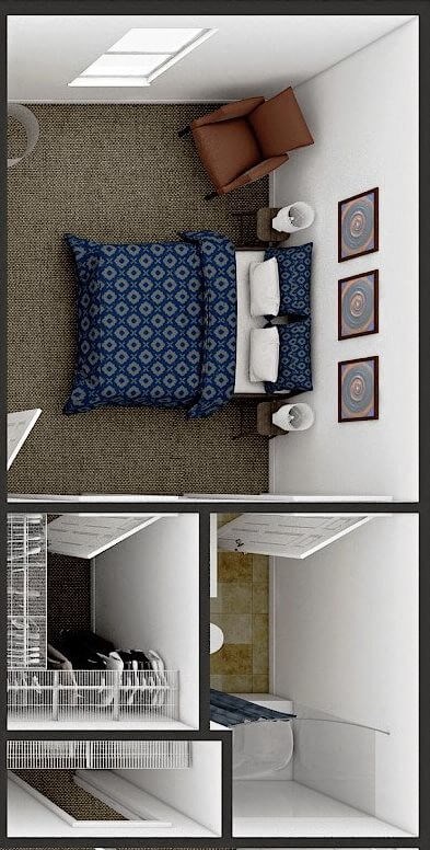 Floor plan for 3 beds, 3 baths, 1200 sqft