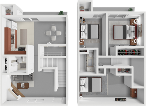 Floor plan for 3 beds, 1.5 baths, 1310 sqft