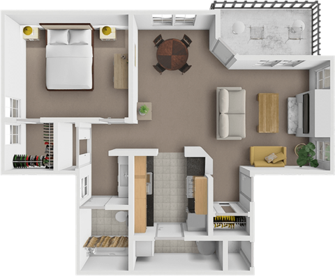 Floor plan for 1 bed, 1 bath, 706 sqft