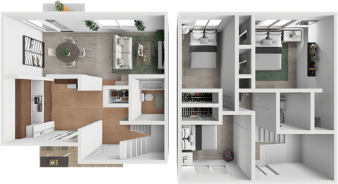 Floor plan for 3 beds, 2.5 baths, 1408 sqft