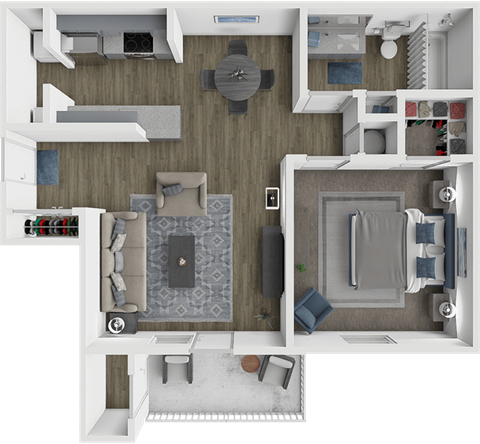 Floor plan for 1 bed, 1 bath