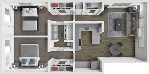 Floor plan for 2 beds, 1 bath, 926 sqft