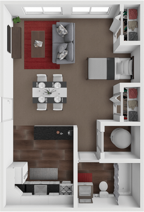 Floor plan for studio, 1 bath, 450 sqft