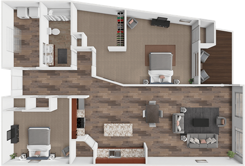 Floor plan for 2 beds, 1 bath, 1535 sqft