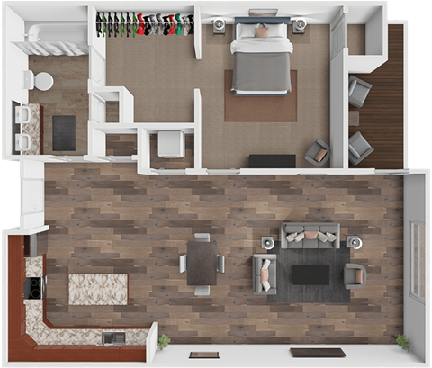 Floor plan for 1 bed, 1 bath, 850 sqft