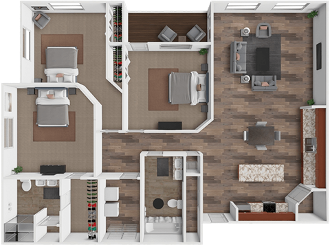 Floor plan for 3 beds, 2 baths, 1503 sqft