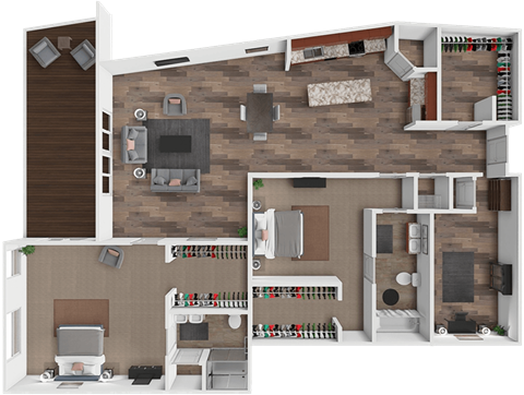 Floor plan for 2 beds, 2 baths, 1885 sqft
