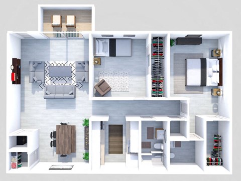 Floor plan for 2 beds, 1.5 baths, 876 sqft