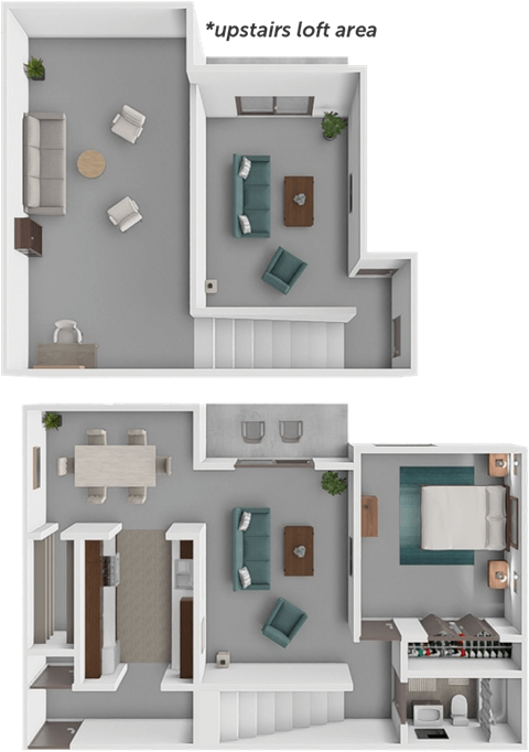 Floor plan for 1 bed, 1 bath, 972 sqft