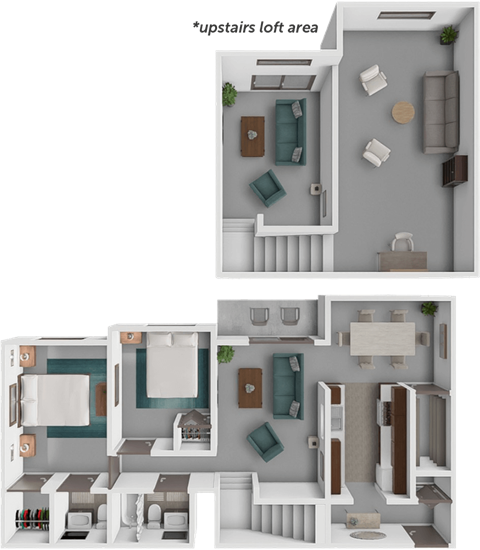 Floor plan for 2 beds, 1.5 baths, 1130 sqft