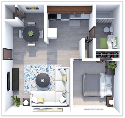 Floor plan for 1 bed, 1 bath, 450 sqft