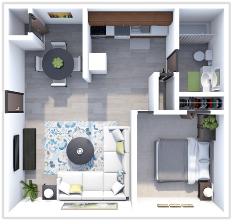 Floor plan for 1 bed, 1 bath, 450 sqft