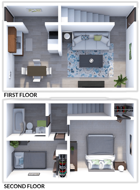 Floor plan for 2 beds, 1 bath, 900 sqft